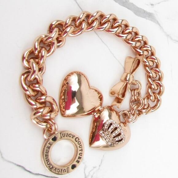 juicy Couture Bow Toggle Heart Crown Locket Bracelet - Picture 4 of 7